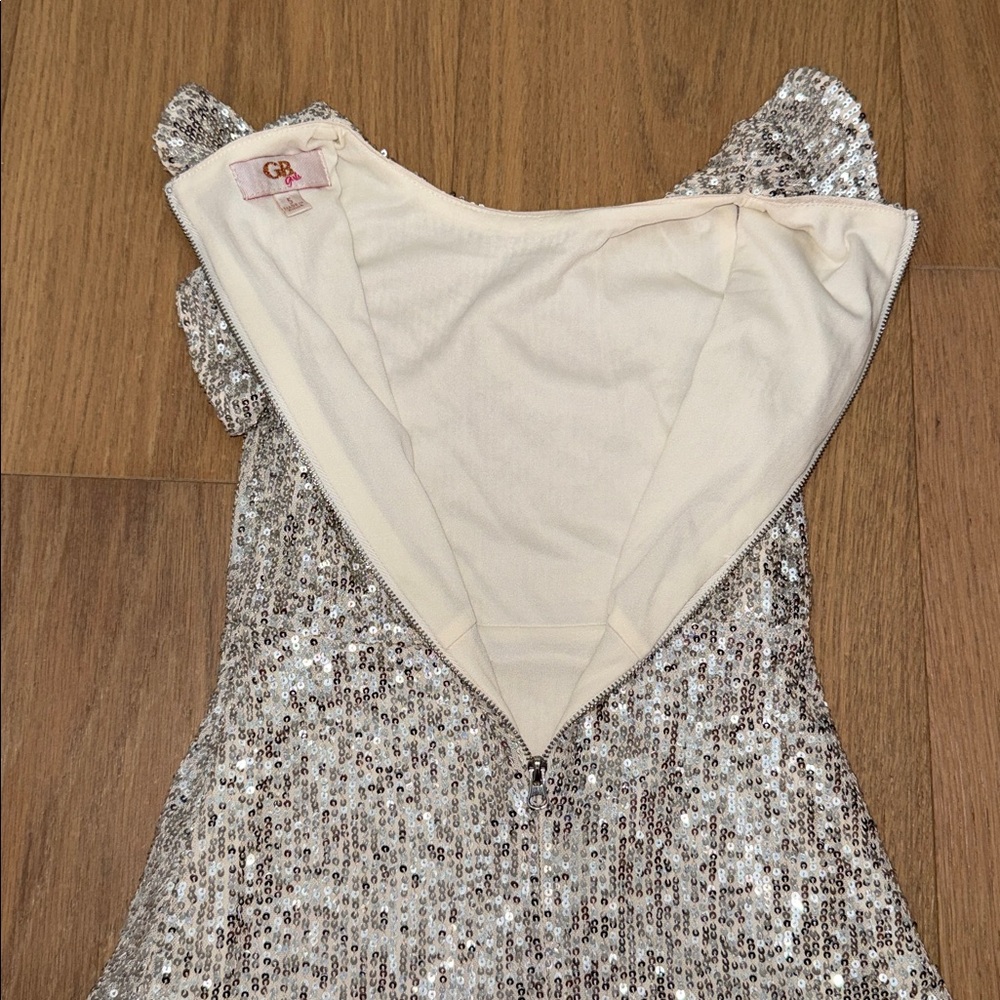 GB Girls Glittering Silver Formal Dress - Picture 5 of 6